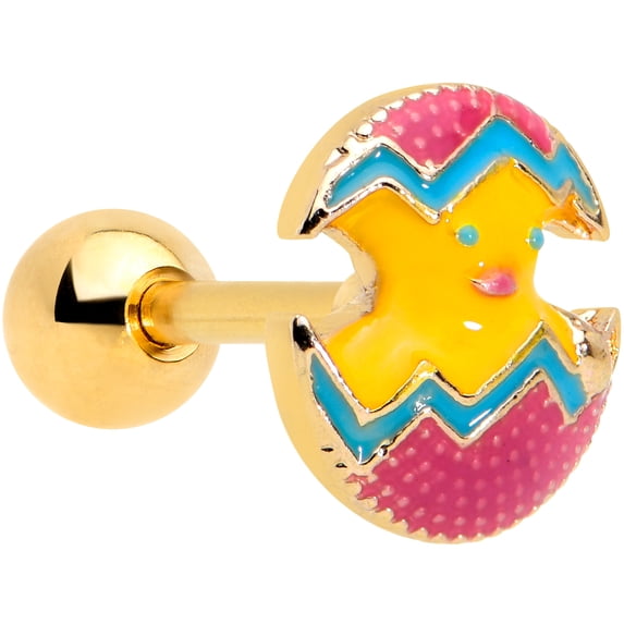 Body Candy 16G Womens PVD 316L Steel Hatching Chick Painted Egg Cartilage Earring Helix Tragus Jewelry 1/4"