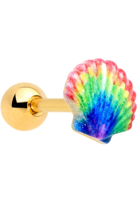 16G Womens PVD Stainless Steel Rainbow Shell Top Ear Helix Jewelry 1/4