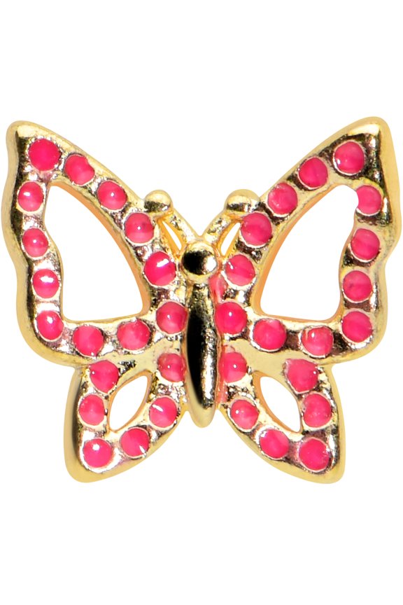 16G Womens PVD Stainless Steel Sweet Pink Butterfly Helix Jewelry 1/4