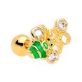 thumbnail image 1 of Body Candy 16G Womens PVD Steel Clear Accent Honeycomb Green Bee Cartilage Earring Helix Tragus Jewelry 1/4", 1 of 3