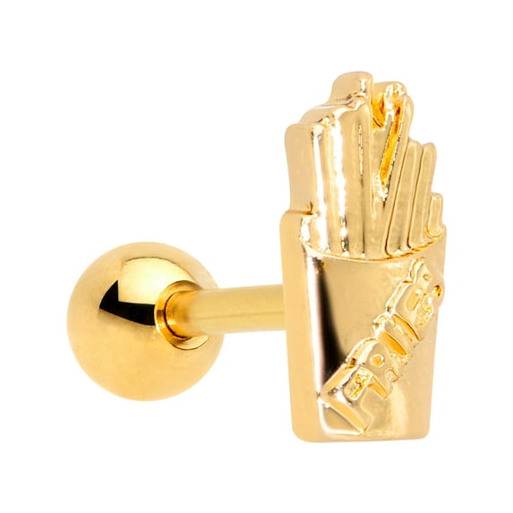 Body Candy 16G Womens PVD Steel Fast Food French Fries Cartilage Earring Helix Tragus Jewelry 1/4"