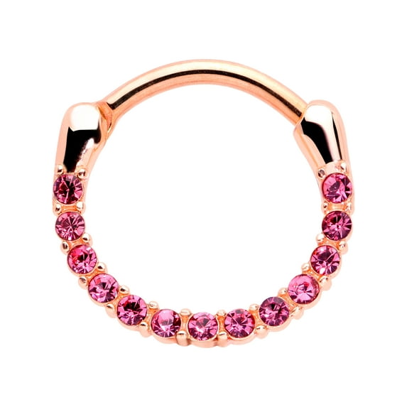Body Candy 16G Womens PVD Steel Septum Jewelry Rosy Pink Daith Tragus Cartilage Clicker 3/8"