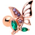 thumbnail image 1 of Body Candy 16G Womens Plated Steel Rosy Purple Green Flower Butterfly Cartilage Earring Helix Tragus 1/4", 1 of 3