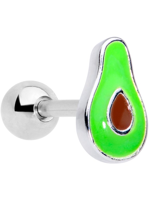 16G Womens Stainless Steel Green Avocado Fruit Cartilage Earring Helix Tragus Jewelry 1/4"