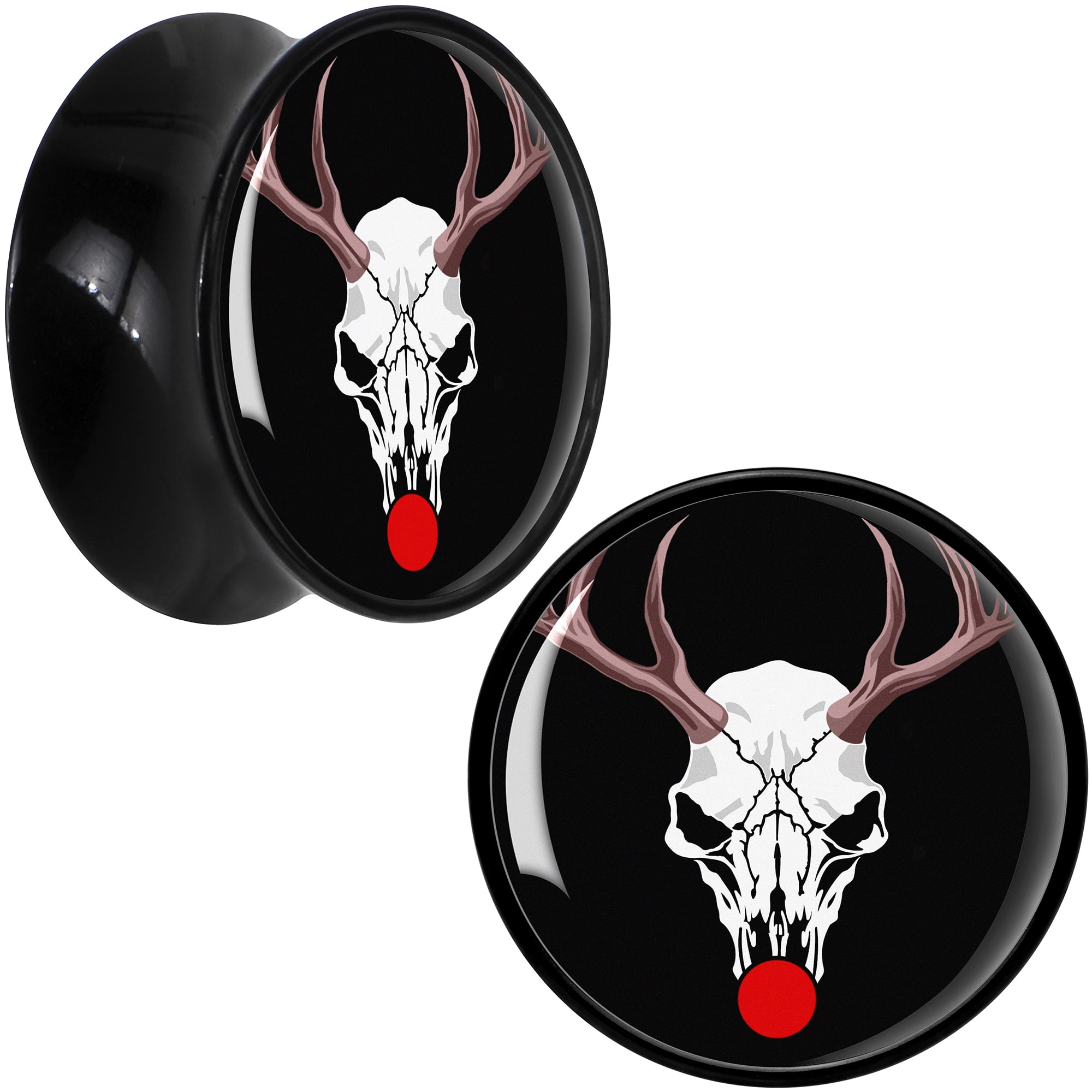 Body Candy 18mm Holiday Dead Nosed Reindeer Black Acrylic Saddle Plug ...
