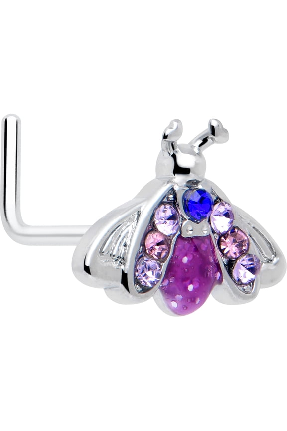 20 Gauge Nose Ring - 316L Stainless Steel L-Shape Nose Ring Beautiful Insect Nose Stud for Women Men