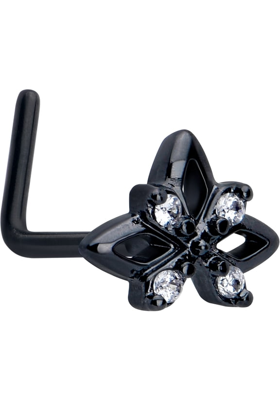 20 Gauge Nose Ring - 316L Stainless Steel L-Shape Nose Ring Gothic Star Nose Stud for Women Men