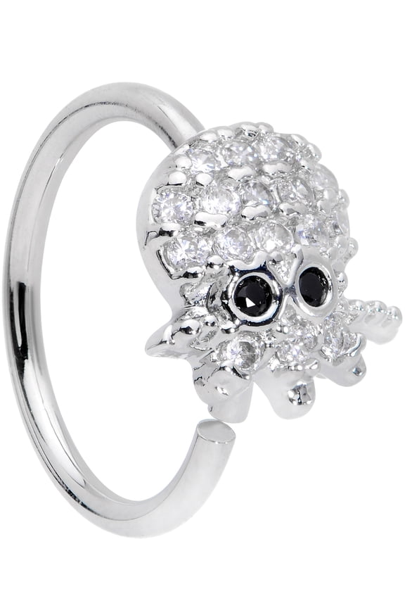 20G 316L Steel Clear Accent Nautical Octopus Nose Ring 8mm Nose Hoop Ring Circular Nose Ring 3/8
