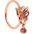 thumbnail image 1 of Body Candy 20G PVD Steel Nose Ring Rosy Pink Accent Butterfly Dangle Nose Hoop Ring Circular Nose Ring 5/16, 1 of 3