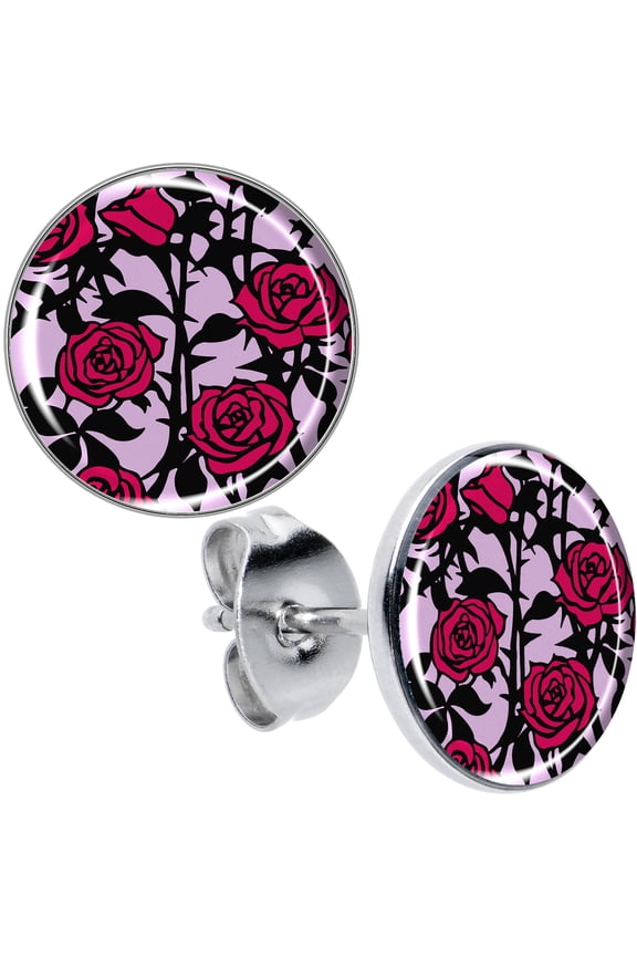 20G Stainless Steel Blossom Creation Love of Roses Pierced Stud Earrings Set for Women Men