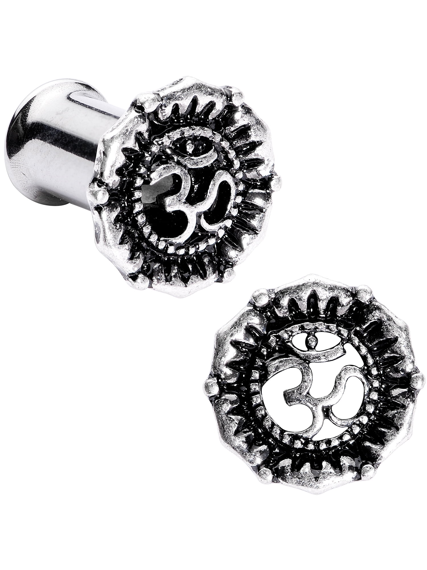Body Candy 2Pc Steel 6mm Double Flare Tunnel Plug Yoga Ohm Ear Plug ...