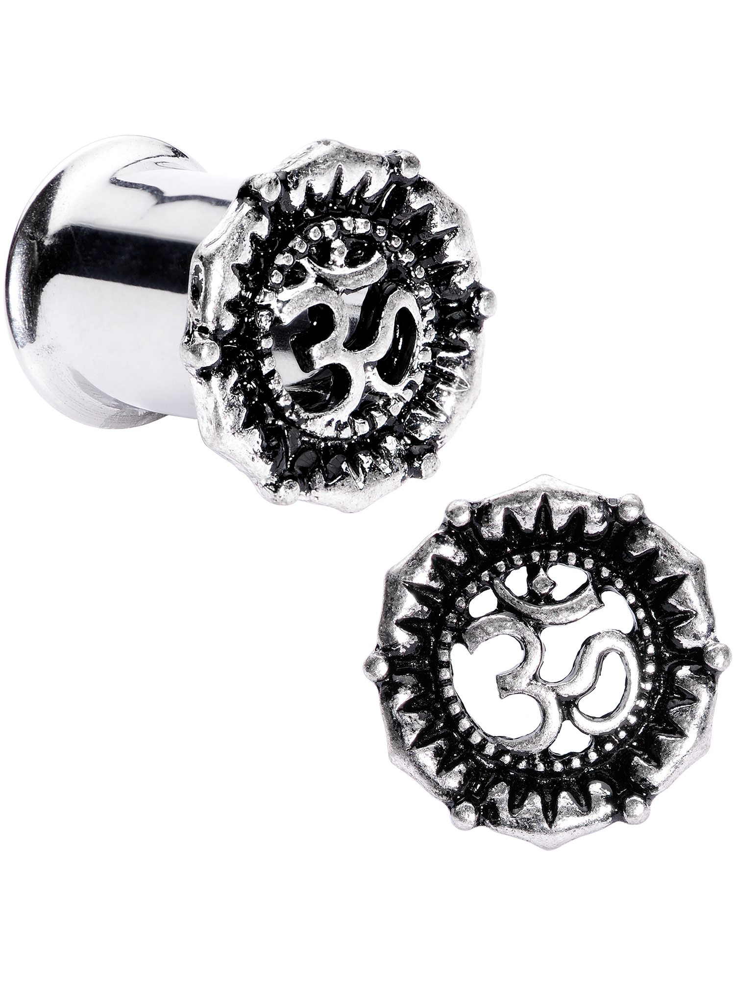 Body Candy 2Pc Steel 8mm Double Flare Tunnel Plug Yoga Ohm Ear Plug ...