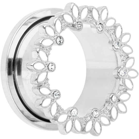 Body Candy 2Pc Womens 316L Steel White Leaves 3/4" Double Flare Screw Fit Tunnel Plug Ear Plug Gauges Set