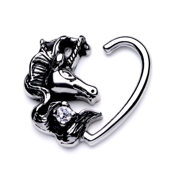 Body Candy 3/8" Womens 16G Steel Unicorn Right Heart Closure Ring Daith Helix Tragus Rook 10mm