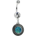thumbnail image 1 of Body Candy 316L Steel Navel Ring Piercing Clear Accent Blue Inlay Circular Dangle Belly Button Ring 3/8”, 1 of 3
