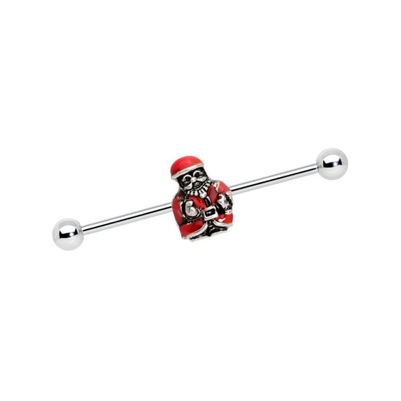 Body Candy 38mm Stainless Steel Helix Cartilage Earring Red Santa Claus Industrial Barbell 1 1/2"