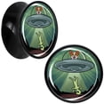 thumbnail image 1 of Body Candy 5/8" 2PC Black Acrylic Reverse Alien UFO Abduction Saddle Plugs Double Flare Plug Ear Plug Gauges 16mm, 1 of 4