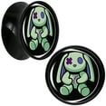 Body Candy 5/8" 2PC Black Acrylic Zombie Bunny Saddle Plugs Double