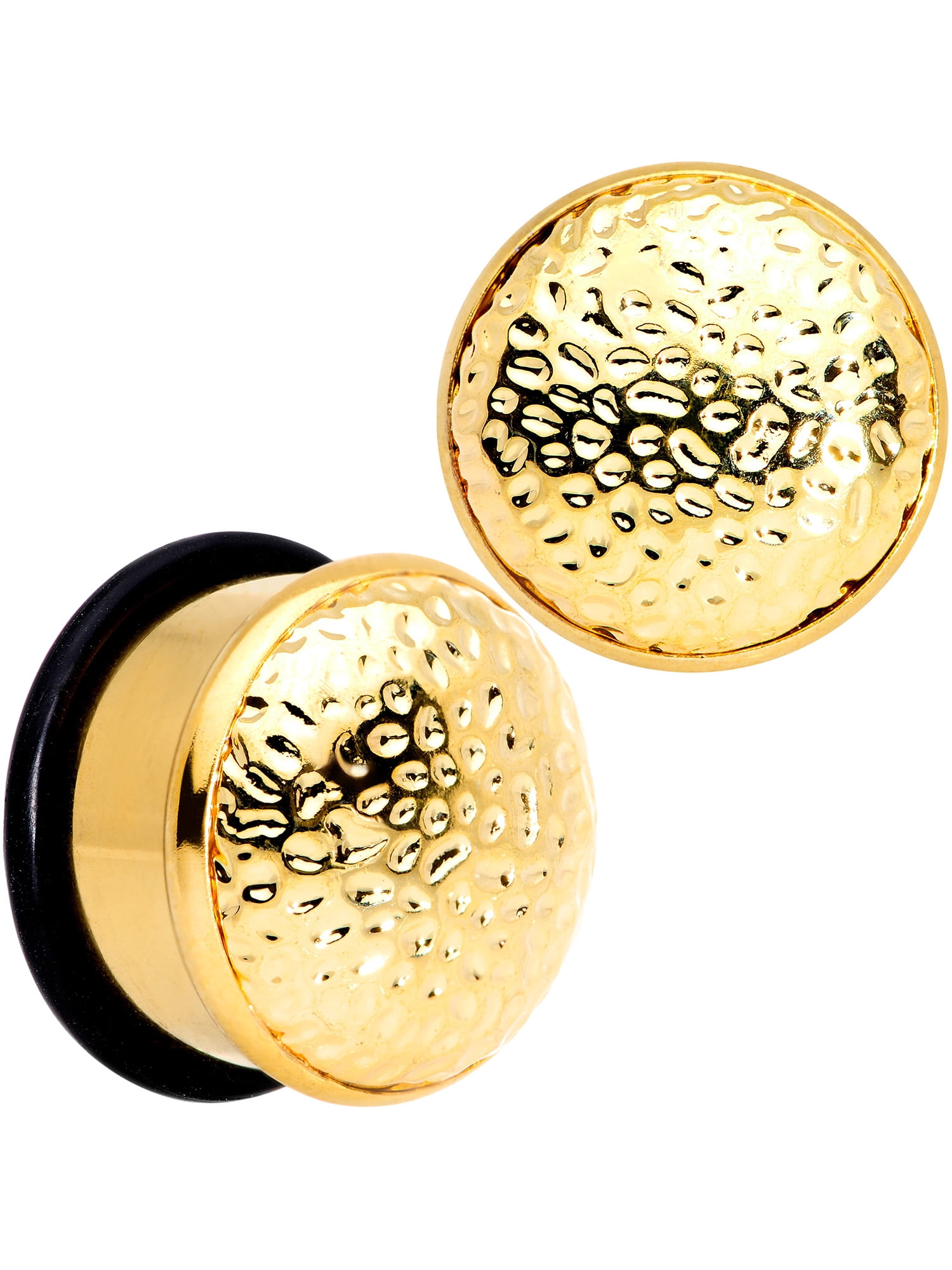 Body Candy 5/8" 2Pc Ear Plugs Plated Steel Hammered Finish Single Flare Ear Plug Gauges Set of 2 16mm
