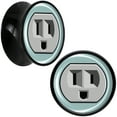 thumbnail image 1 of Body Candy 9/16" 2PC Black Acrylic Smiling Plug Outlet Saddle Plugs Double Flare Plug Ear Plug Gauges 14mm, 1 of 4