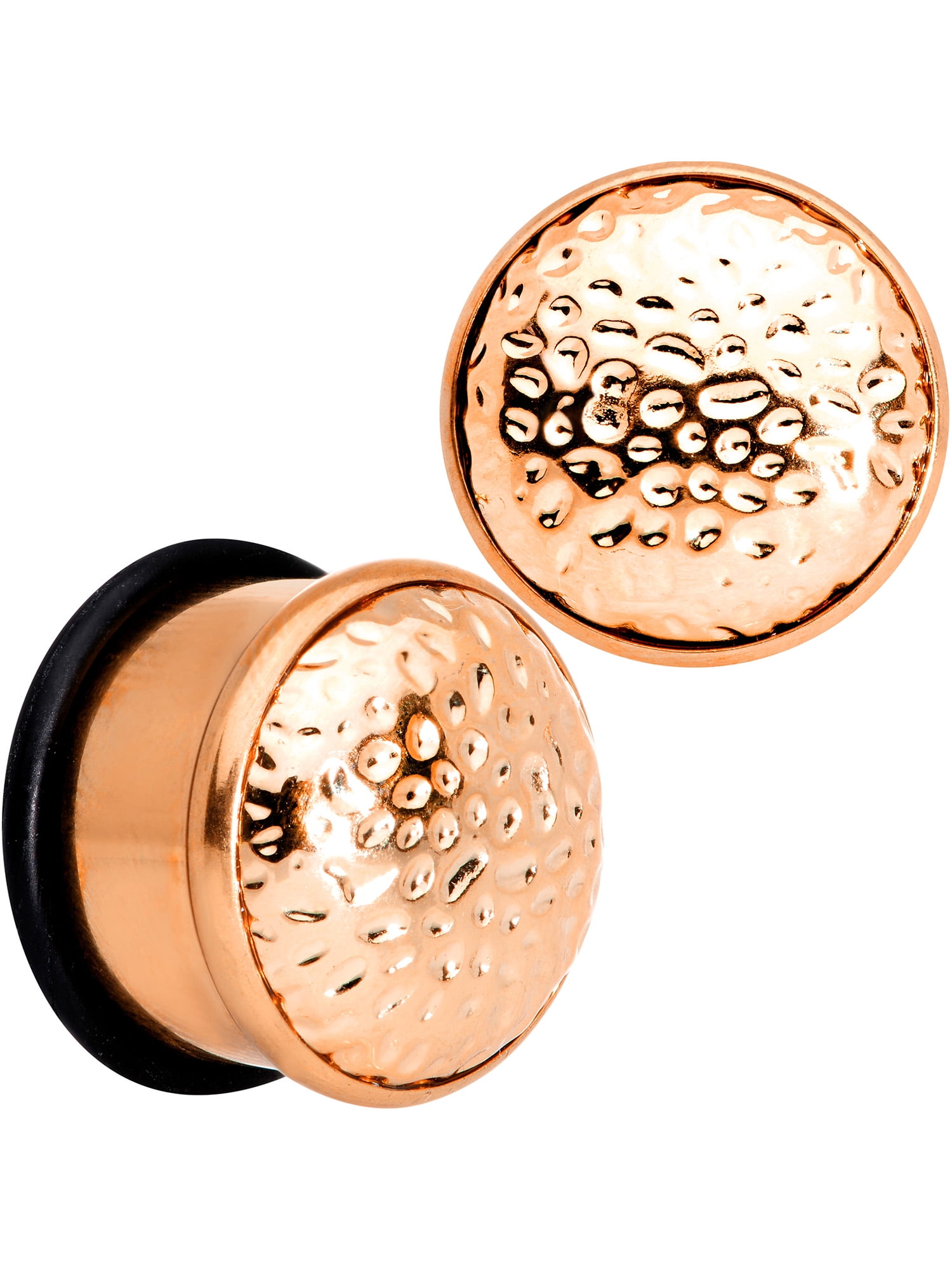 Body Candy 9/16" 2Pc Ear Plugs Plated Steel Hammered Finish Rosy Single Flare Ear Plug Gauges Set of 2 14mm