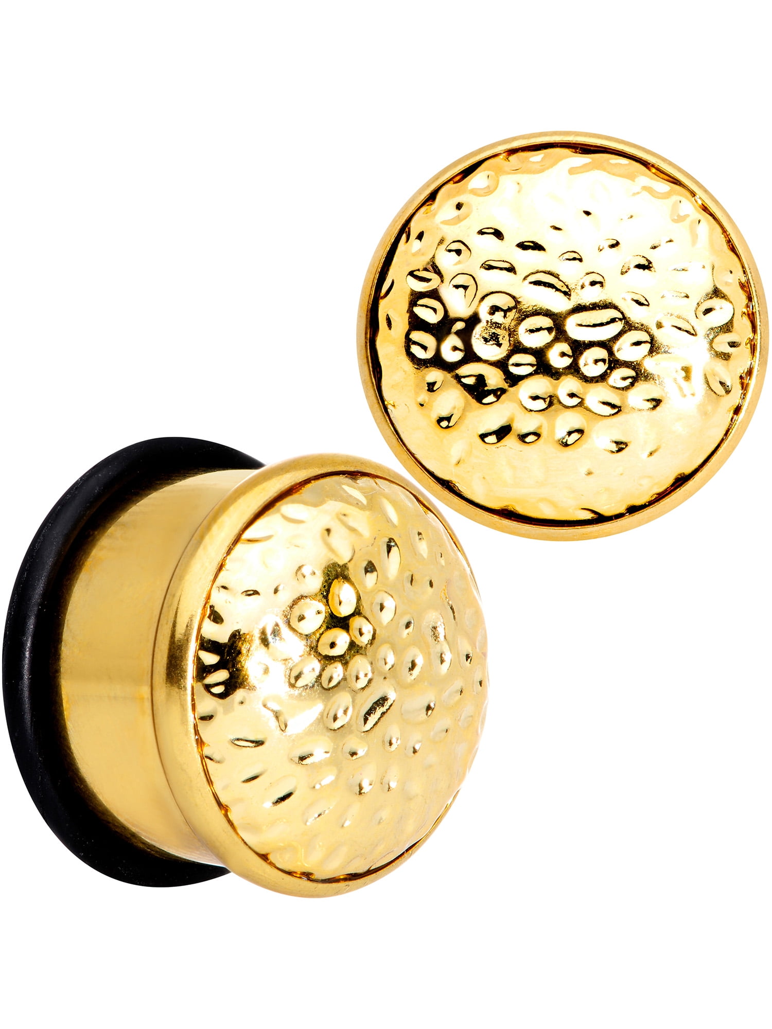 Body Candy 9/16" 2Pc Ear Plugs Plated Steel Hammered Finish Single Flare Ear Plug Gauges Set of 2 14mm