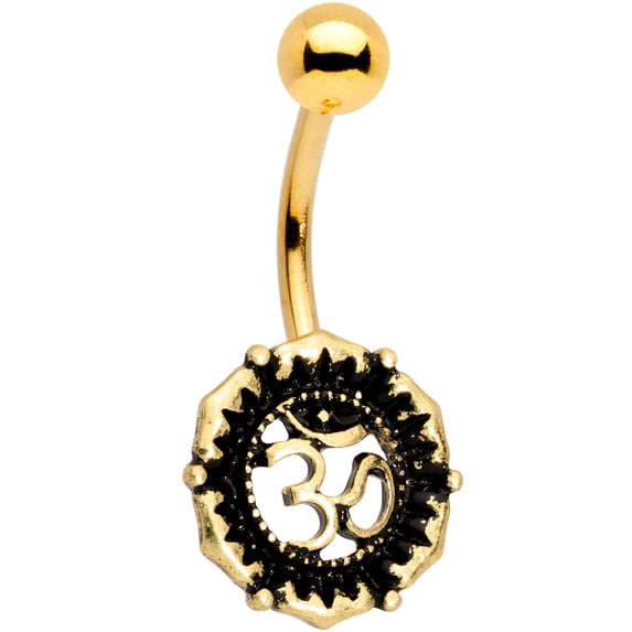 Body Candy Anodized Steel Royal Spiritual Ohm Symbol Belly Ring