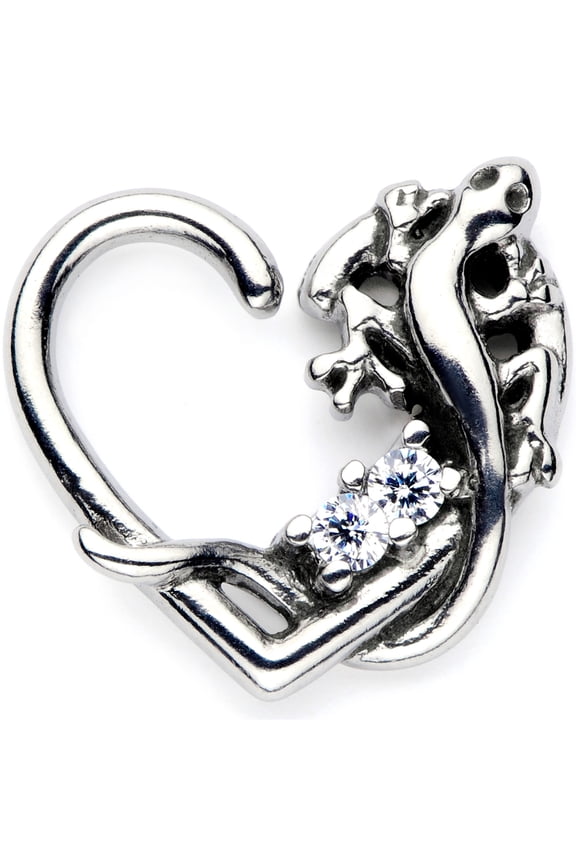 Body Piercing Jewelry 316L Stainless Steel 16G Left Closure Daith Lizard Heart Tragus