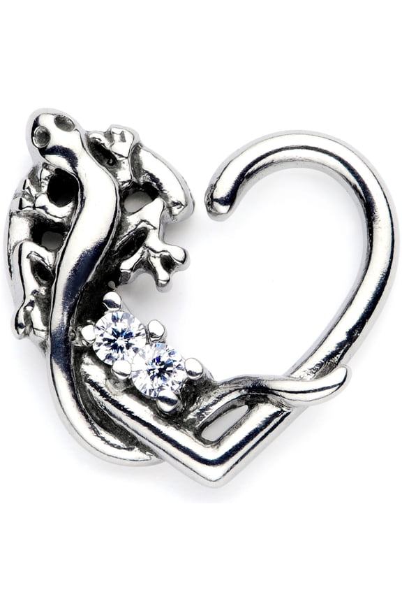 Body Piercing Jewelry 316L Stainless Steel 16G Right Closure Daith Lizard Heart Tragus
