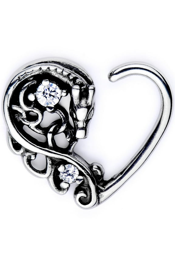 Body Piercing Jewelry Stainless Steel 16G Right Closure Daith Cartilage Dragon Heart Tragus Earring