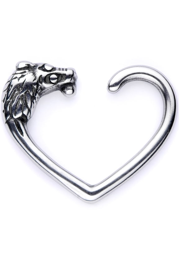 Body Piercing Jewelry Stainless Steel 16G Right Closure Daith Cartilage Lion Heart Tragus Earring