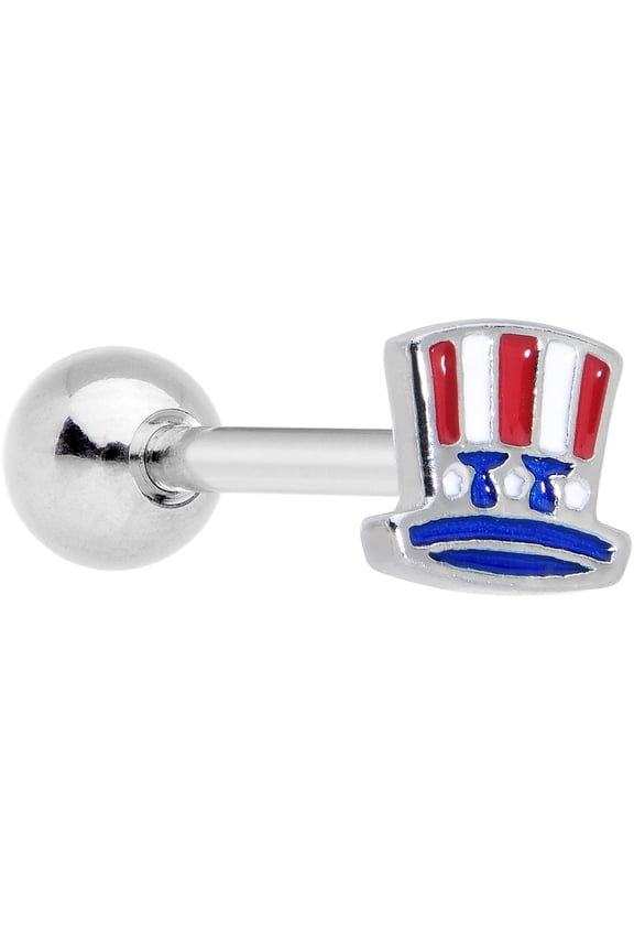 Cartilage Earring 16G Womens 316L Steel Hat Mens Straight Barbell Helix Stud 1/4"