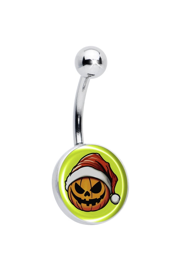 ChristmasBelly Ring - 316L Stainless Steel Navel Ring Winter Holiday Santa Hat Pumpkin Belly Button Ring for Women Men