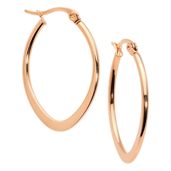 Body Candy Fashion Earrings for Women 30mm Rose Gold Tone PVD Stainless Steel Oval Hoop Earrings