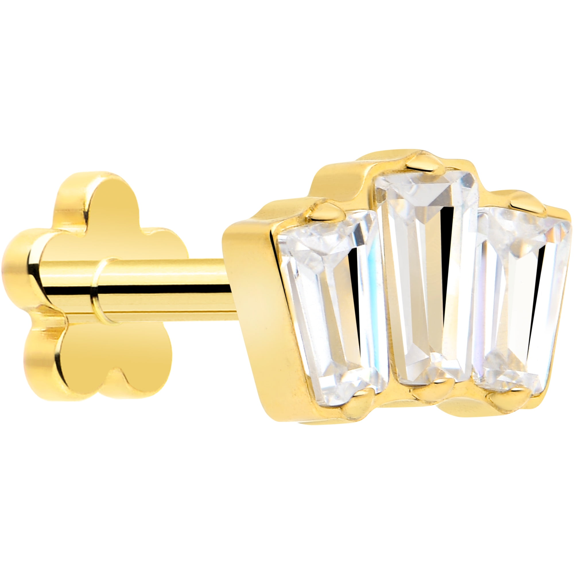 Body Candy Flat Back Cartilage Earring - 18 Gauge 1/4 Gold Plated ASTM Implant Titanium Heart Threadless Reversible Stud Earring for Cartilage, Conch, Helix, Labret, Tragus, Monroe