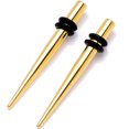 thumbnail image 1 of Body Candy Gold Tone Anodized Titanium Steel Micro Taper Straight Plug Set of 2 8 Gauge, 1 of 2