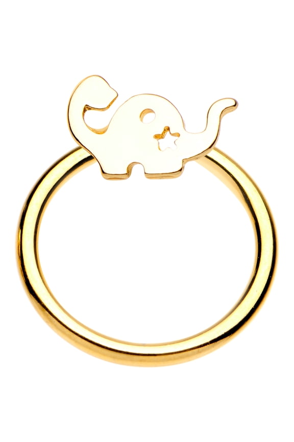 Gold Tone IP Steel Dinosaur Brontosaururs BCR Captive Ring 14 Gauge 3/8"