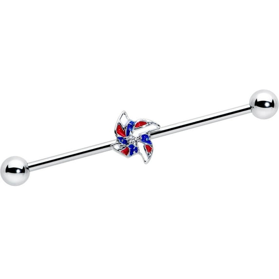Body Candy Industrial Barbell Womens 14G Stainless Steel Helix Cartilage Earring Pinwheel Mens 1 1/2"