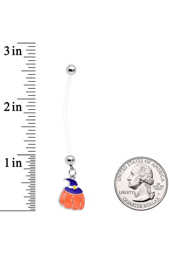 Maternity Navel Ring Piercing Clear Flexible Bioflex Witch Pumpkin Pregnancy Belly Ring