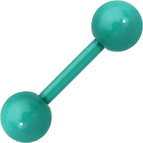 Body Candy Pastel Green Acrylic Over Steel 6mm Ball Straight Barbell 14 Gauge 9mm