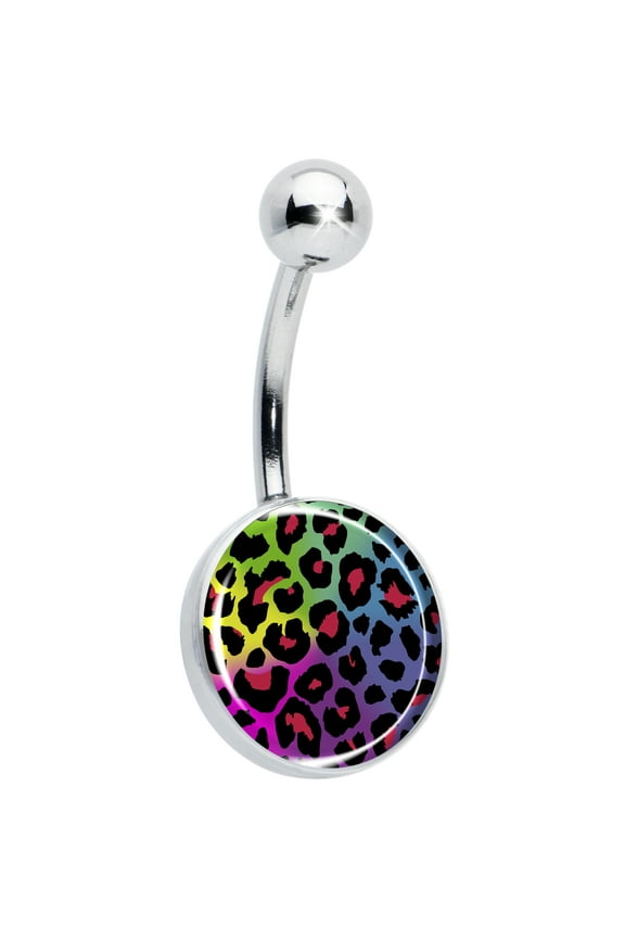 Rainbow Cheetah Print Belly Ring Stainless Steel for Women