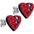 thumbnail image 1 of Body Candy Red Glitter Valentine Broken Heart Stud Earrings Stainless Steel Hypoallergenic, 1 of 6