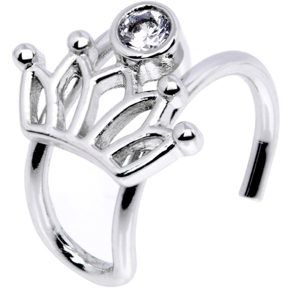 Body Candy Rhodium Plated Clear Accent Crown of the Queen Ear Cuff