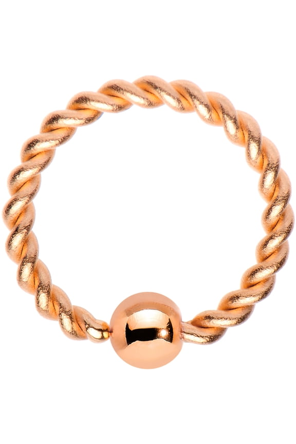 Rose Gold Tone IP Steel Seriously Twisted BCR Captive Ring 16 Gauge 5/16"