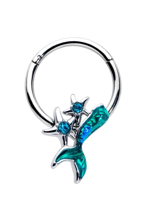 Segment Ring 16G Surgical Steel Hinged Seamless Ring Cartilage Nipple Ring Mermaid Nose Hoop 3/8"