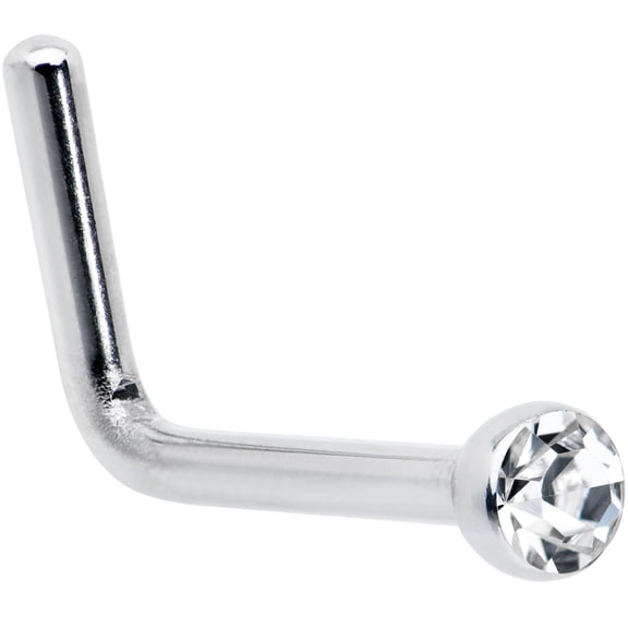 Body Candy Stainless Steel 1.57mm Clear L-Shaped Micro Nose Ring 20 Gauge