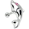 thumbnail image 1 of Body Candy Stainless Steel Barbell Pink Eye Dolphin Left Cartilage Earring 16 Gauge 1/4", 1 of 3