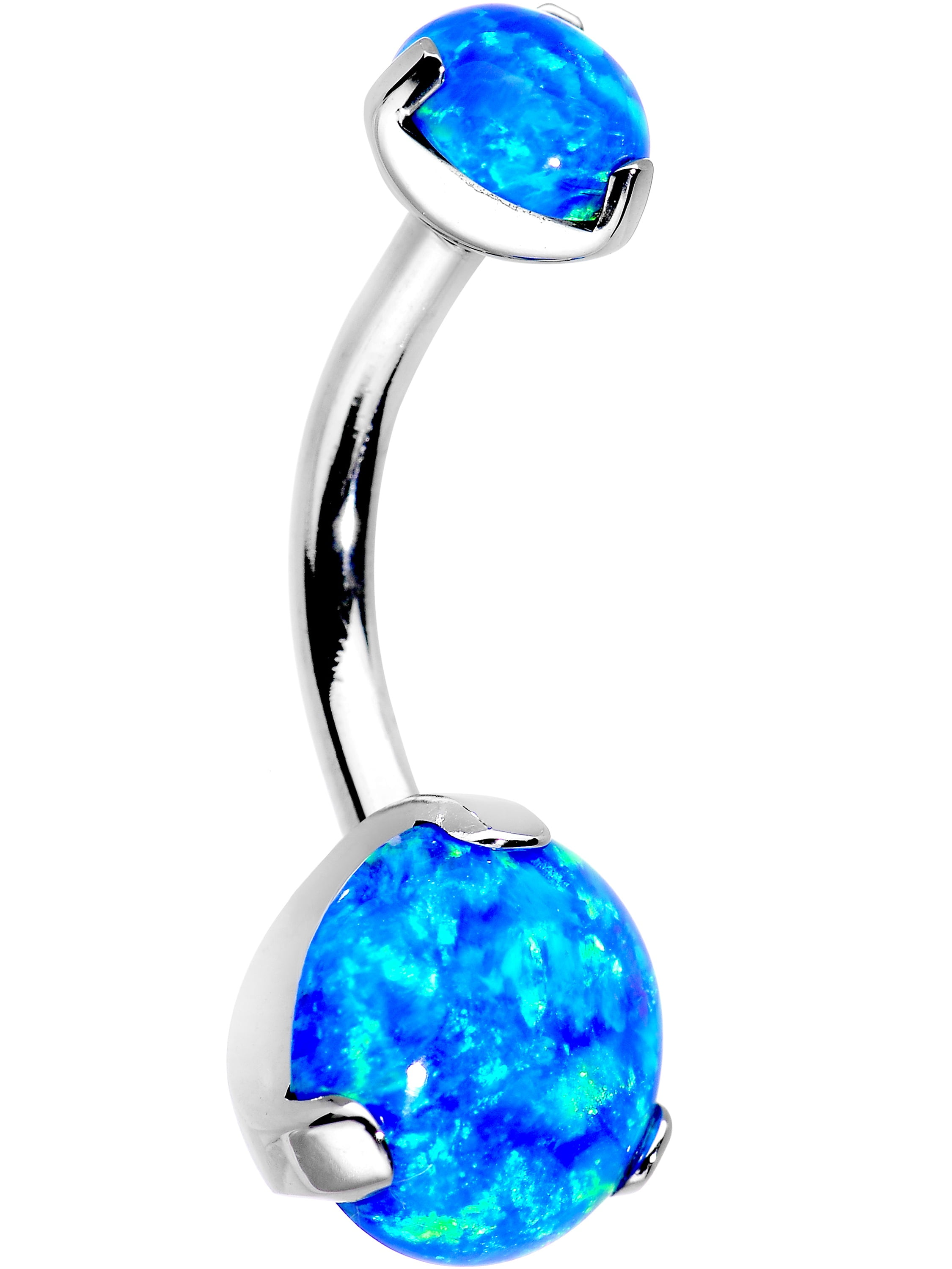 Body Candy Stainless Steel Blue Synthetic Opal Internally Threaded