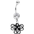 thumbnail image 1 of Body Candy Stainless Steel Clear Accented Black Swirl Trio of Love Dangle Belly Ring, 1 of 1