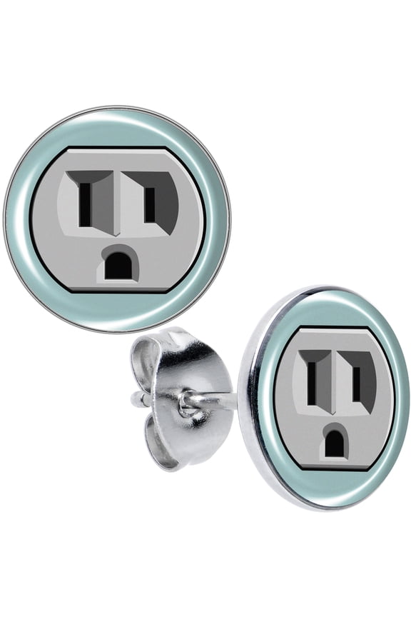 Stainless Steel Frowning Plug Outlet Pierced Stud Earrings Set for Women Men